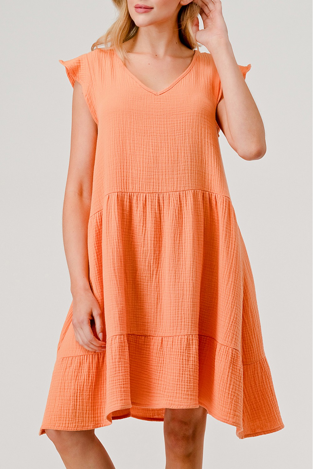 WD735<br/>Frill Sleeve Tiered Dress